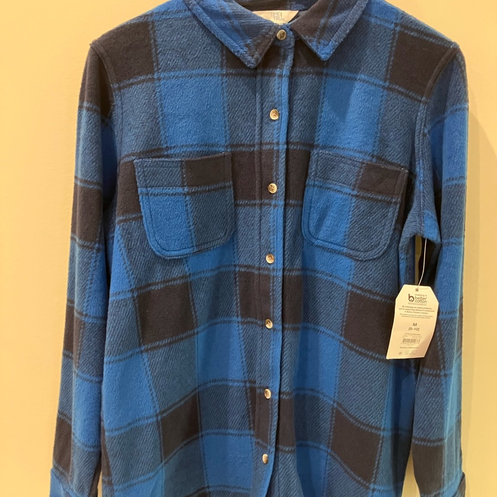 Blue Plaid Button-Up Shirt